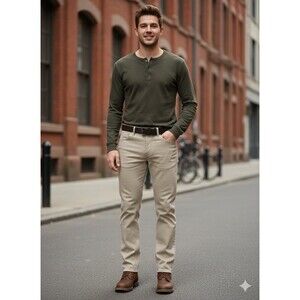 Marine Layer Slim Straight Jeans Mens 32x30 Beige Light Wash Stretch Denim Pants